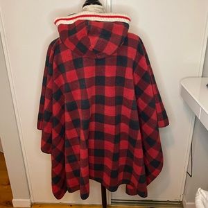 Canadian Red Plaid Poncho